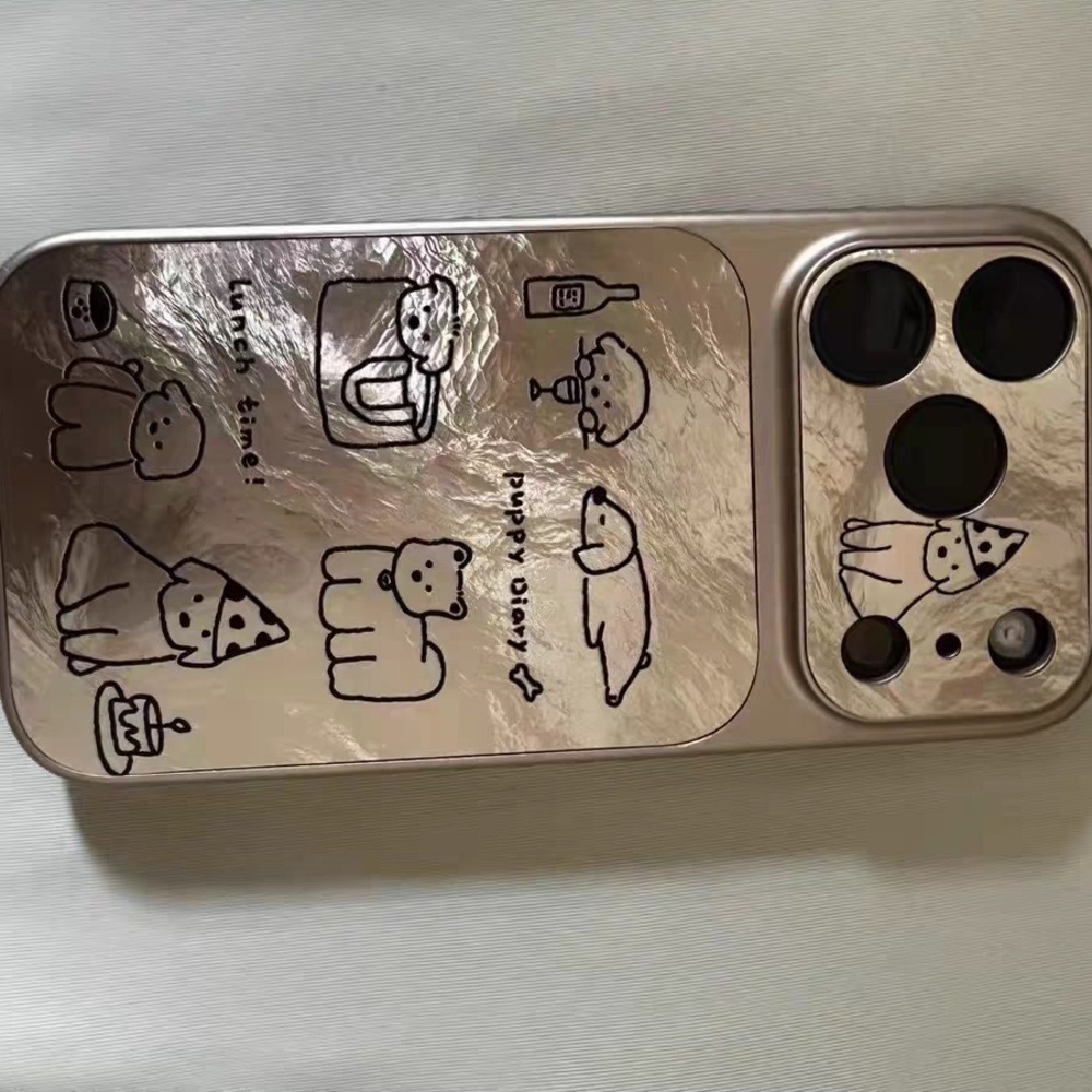 Silver Puppy Doodle Protective Phone Case - Compatible Model